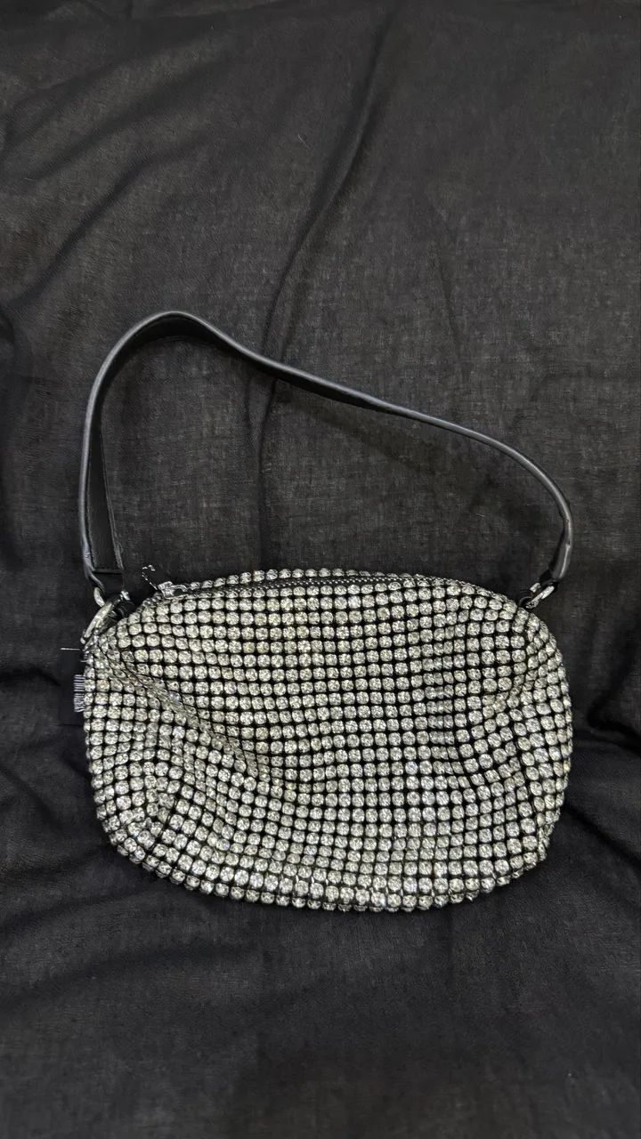 Bolsa festa prata e preta 