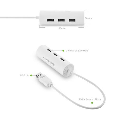 Adaptador Ethernet c/ Hub USB uGreen - Foto 2