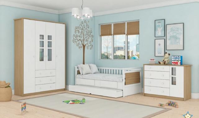 Frete Grátis* Quarto Infantil Armário, Cômoda e Cama Bibox - Rafa *NOVO