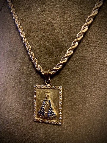 Conjunto em Ouro 18k corrente Trancelim + Pingente - Foto 3