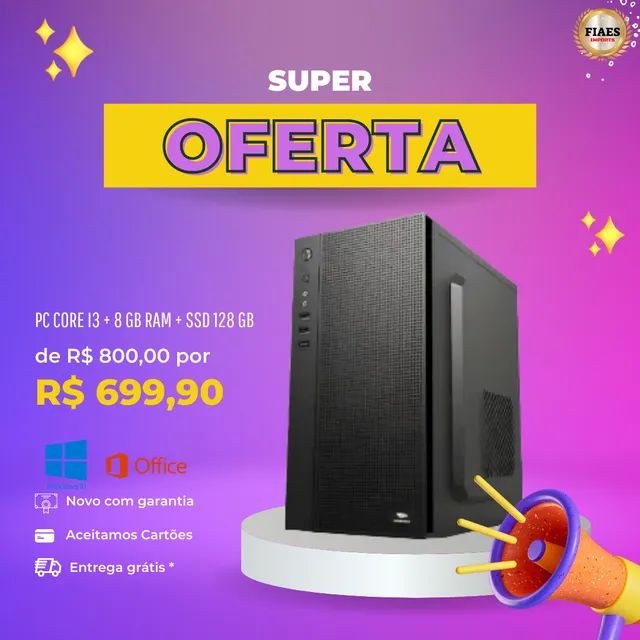 Computador Novo i3 + 8 GB Ram +  SSD 120 GB (Garantia e Frete Grátis*)