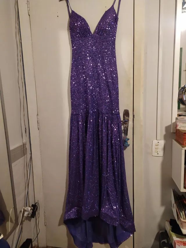 Vestido longo de paetê 