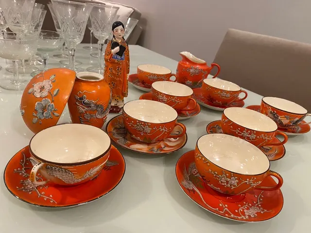 Conjunto de chá de porcelana japonês, conjunto de chá vintage