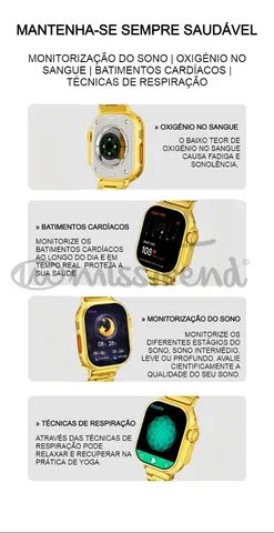 Smartwatch 8 Ultra Gold - Edição Especial Tela Infinita Carregamento Indução  