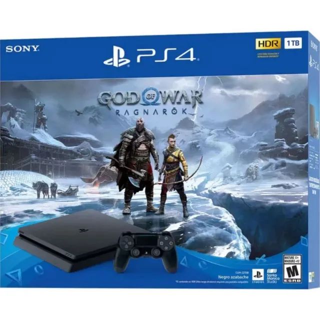 Console Sony PS4 Slim - Edição Jogo God of War Ragnarok, 1TB, Preto