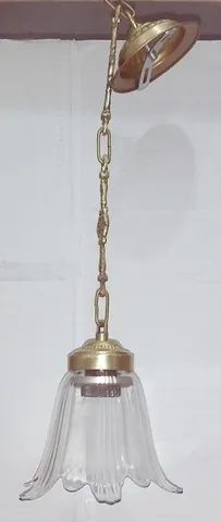 um lustre pendente com tulipa vidro cristal - Foto 4