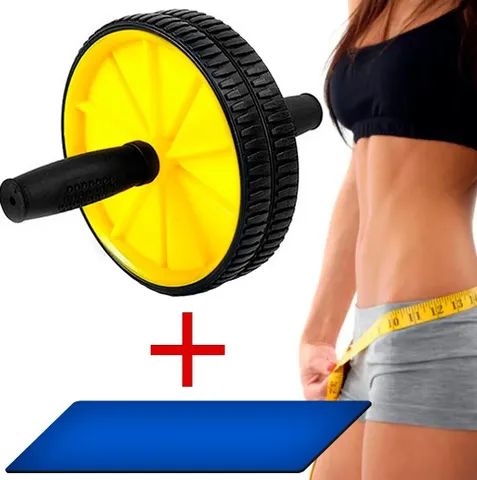 Roda para Treinos Abdominal + Tapete para Joelhos