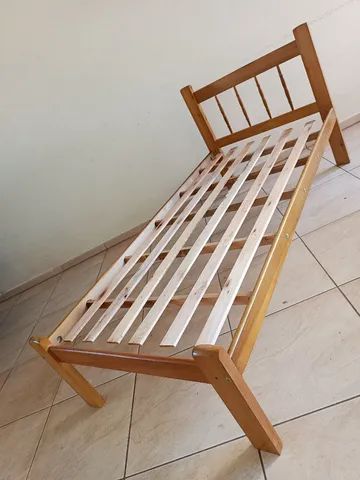 Cama de Solteiro de Madeira Rubin Nova, Entrego