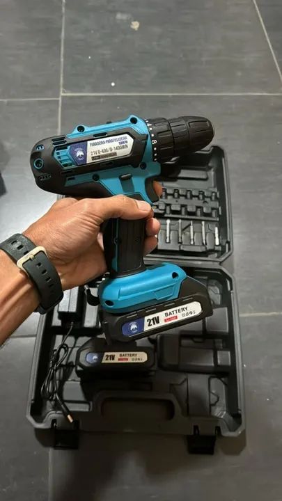 Serra mármore  + parafusadeira/furadeira a bateria 21v duas baterias - Foto 3