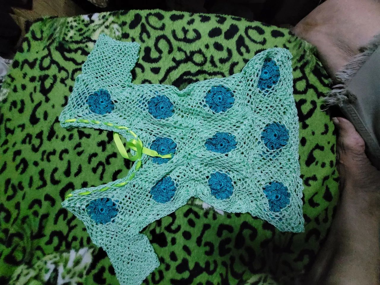Blusa de crochê verde - Foto 2