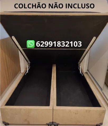 Cama Box Baú Super king corino e suede