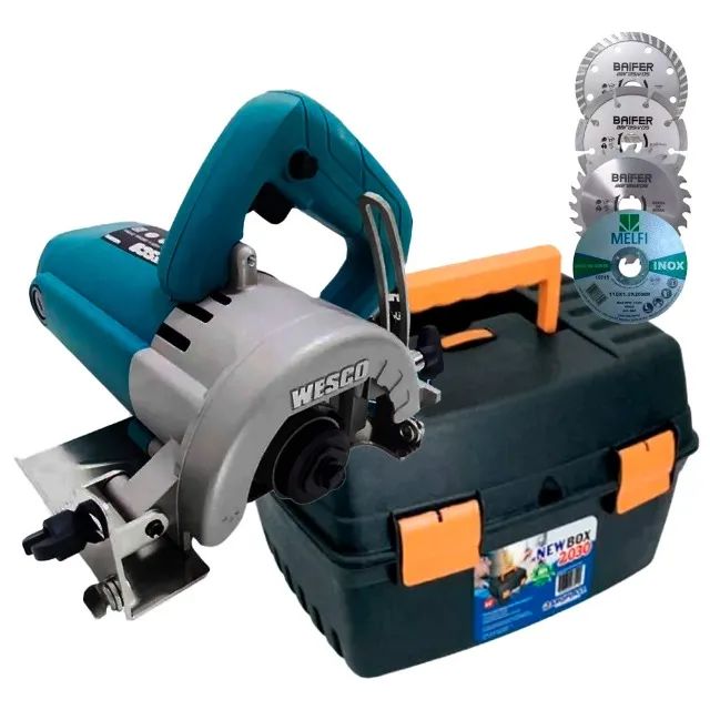 Combo Serra Mármore 1450w Wesco + Maleta Box + Discos - Foto 2