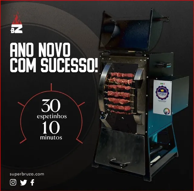 Churrasqueira Giratória Superbruza para 30 espetinhos