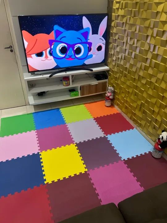 Tapete EVA para brincar - 12 peças - colorido - Foto 2