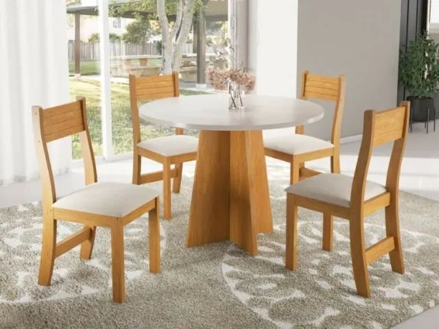 Mesa de Jantar Flipp Circular 90X90 cm Com 4 Cadeiras Brisa - 