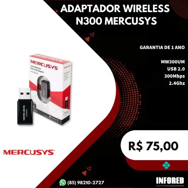 Adaptador wireless N300 Mercusys MW300UM