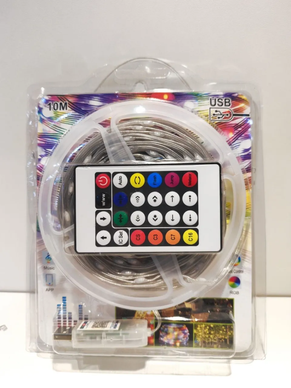 Fita de LED RGB 10M com Controle Remoto e USB