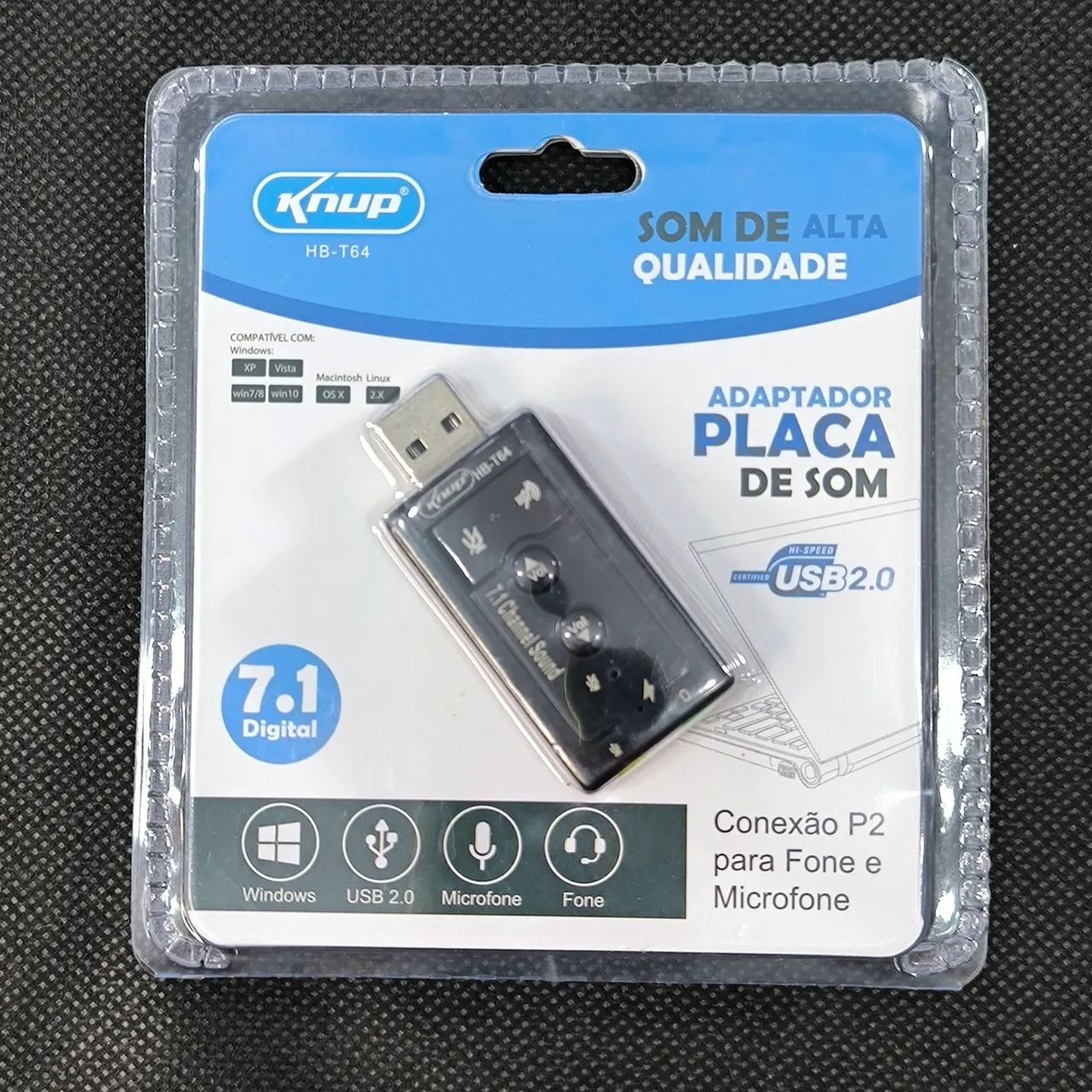Adaptador Placa de Som 7.1 USB 2.0  - Foto 2