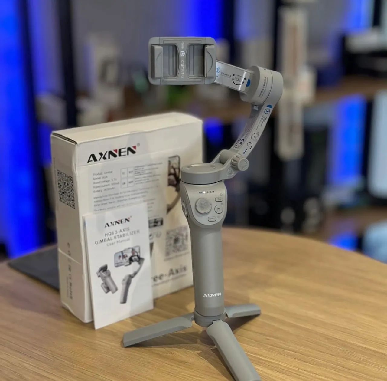 Gimbal Estabilizador Para Celular Axnen Hq6 3 Eixos Cinza