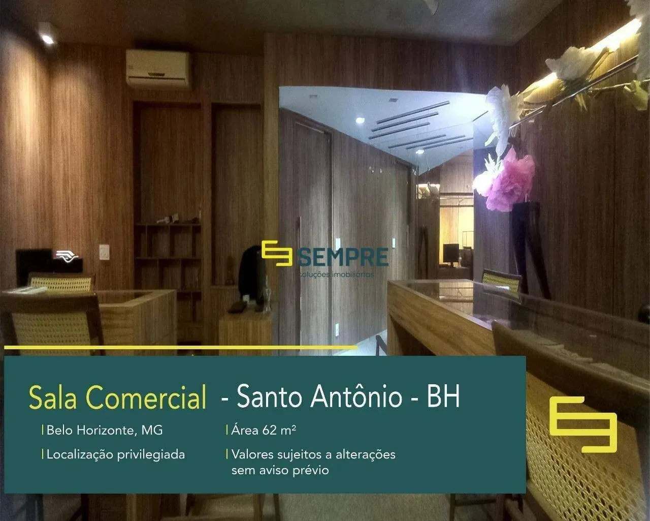 Sala comercial planejada para vender no Santo Antônio em BH