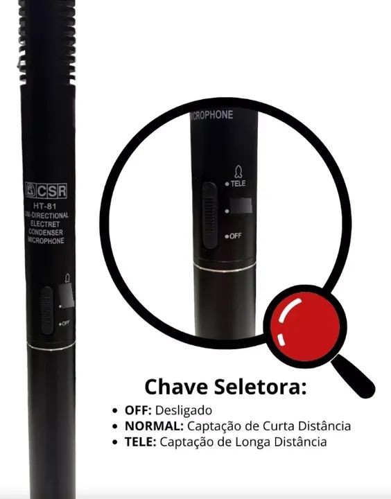 Microfone Csr Yoga Ht-81 Shotgun Super Unidirecional em perfeito estado - Foto 3