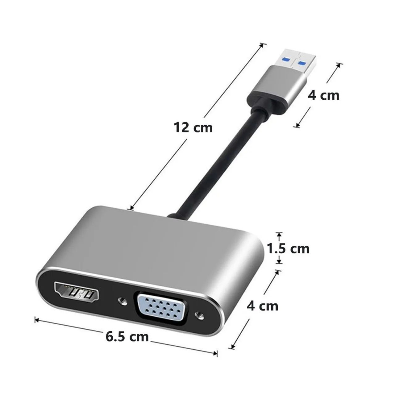 Adaptador USB para VGA e HDMI com áudio  - Foto 3