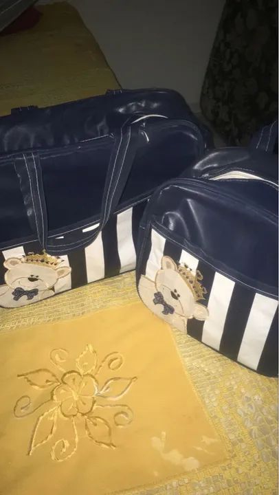 Kit de Bolsas para Bebê - Azul e Branco