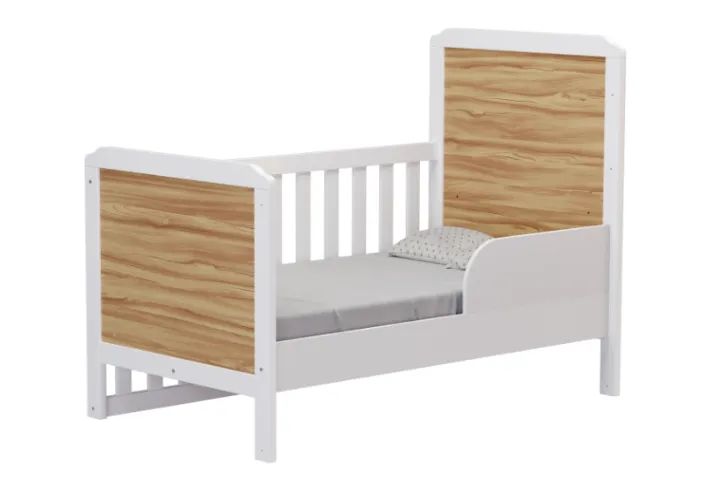 Quarto Infantil Uli, 100% MDF - ( Roupeiro + Comoda + Berço Americano ) - Peroba - Foto 5