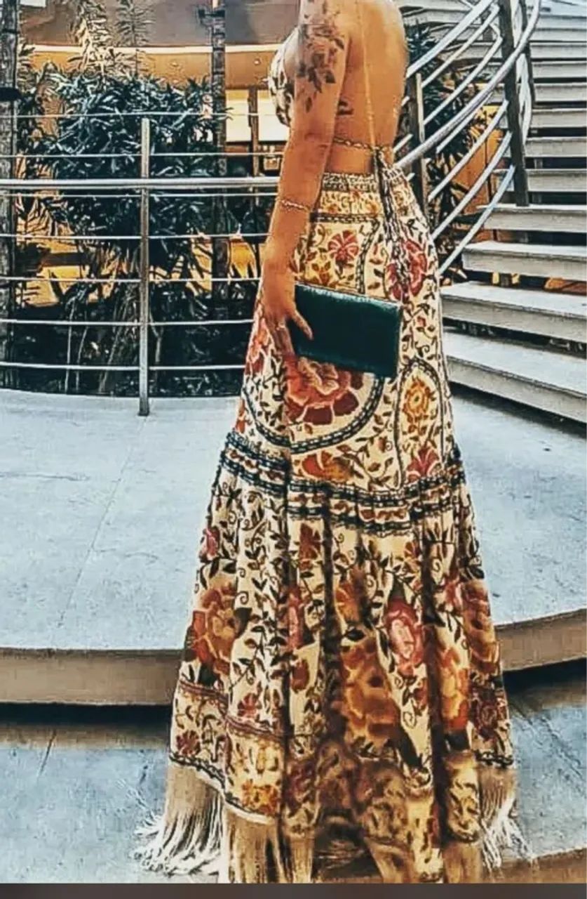 Vestido Longo Estampado Boho farm G - Foto 5