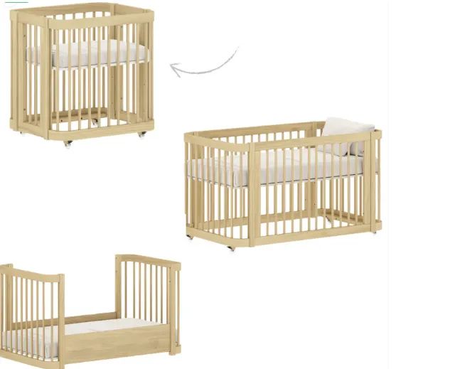 Berço Evolutivo 3 em 1 em Madeira Maciça Carvalho Malva - Marca Quarter - Foto 3