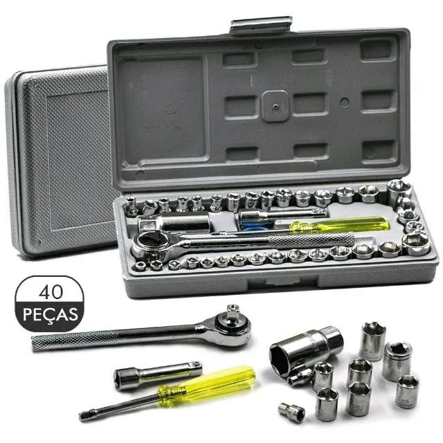 Conjunto Jogo Chave Catraca Reversível Com Soquetes 40 Peças - Foto 2