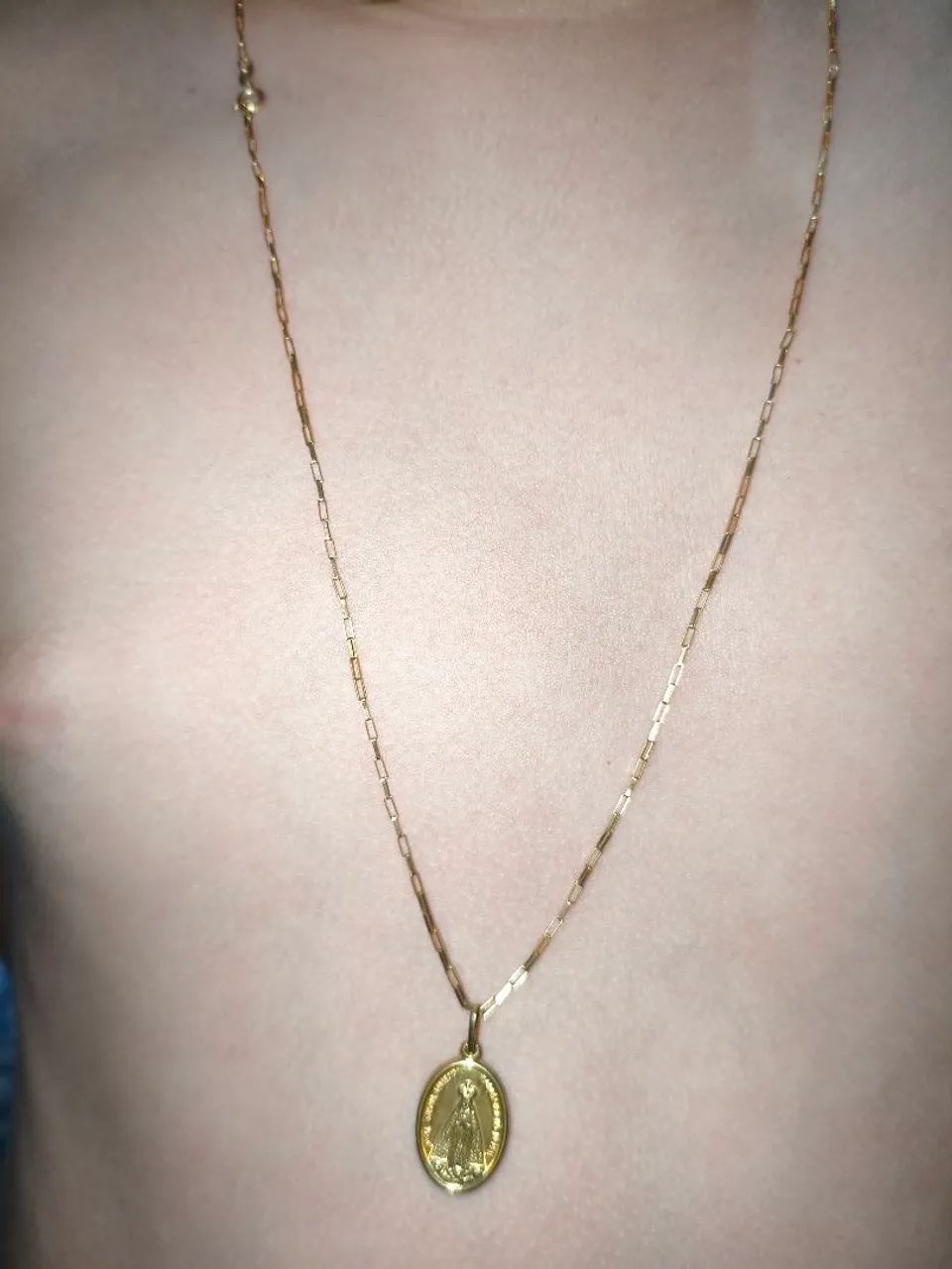 Corrente  de Ouro 18 tijolinho  unissex com pingente de nossa senhora Aparecida