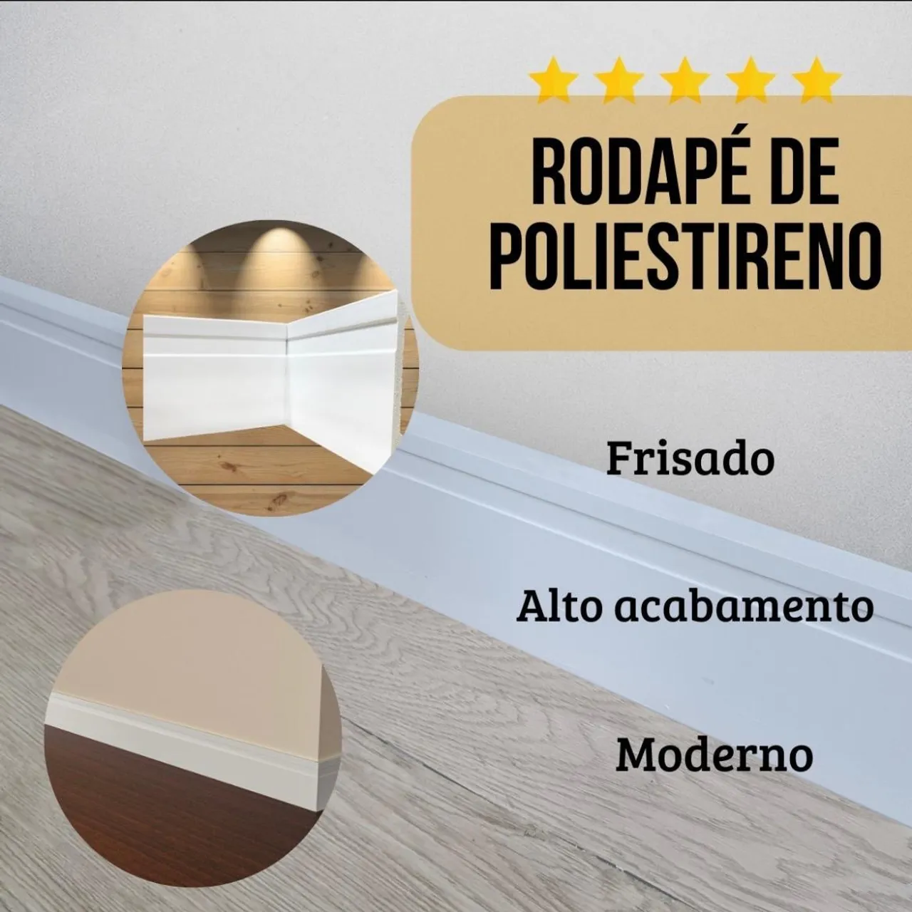 Rodapé de Poliestireno Frisado - Acabamento Moderno