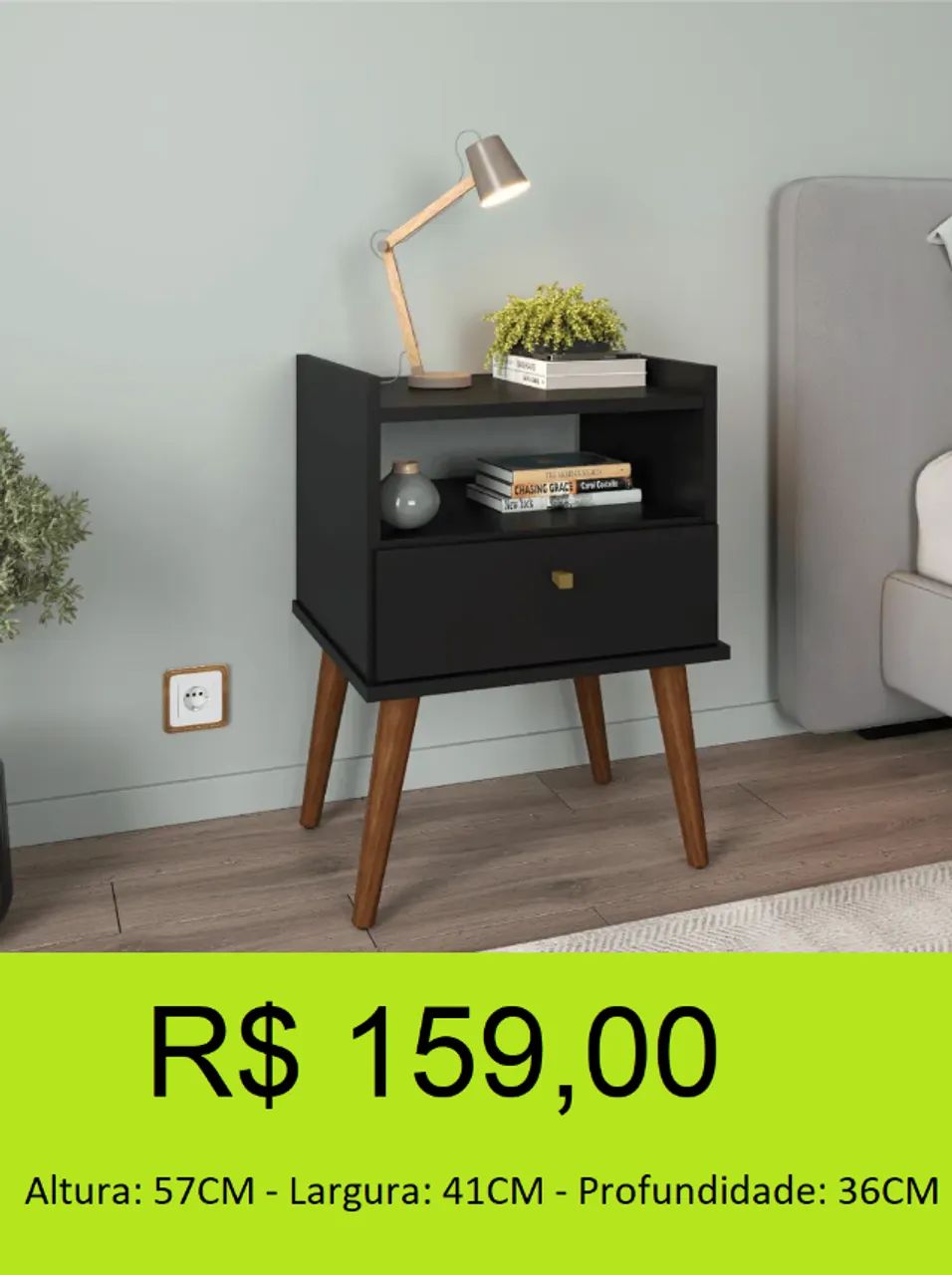 Mesa de cabeceira 1 Gaveta Design acolhedor 