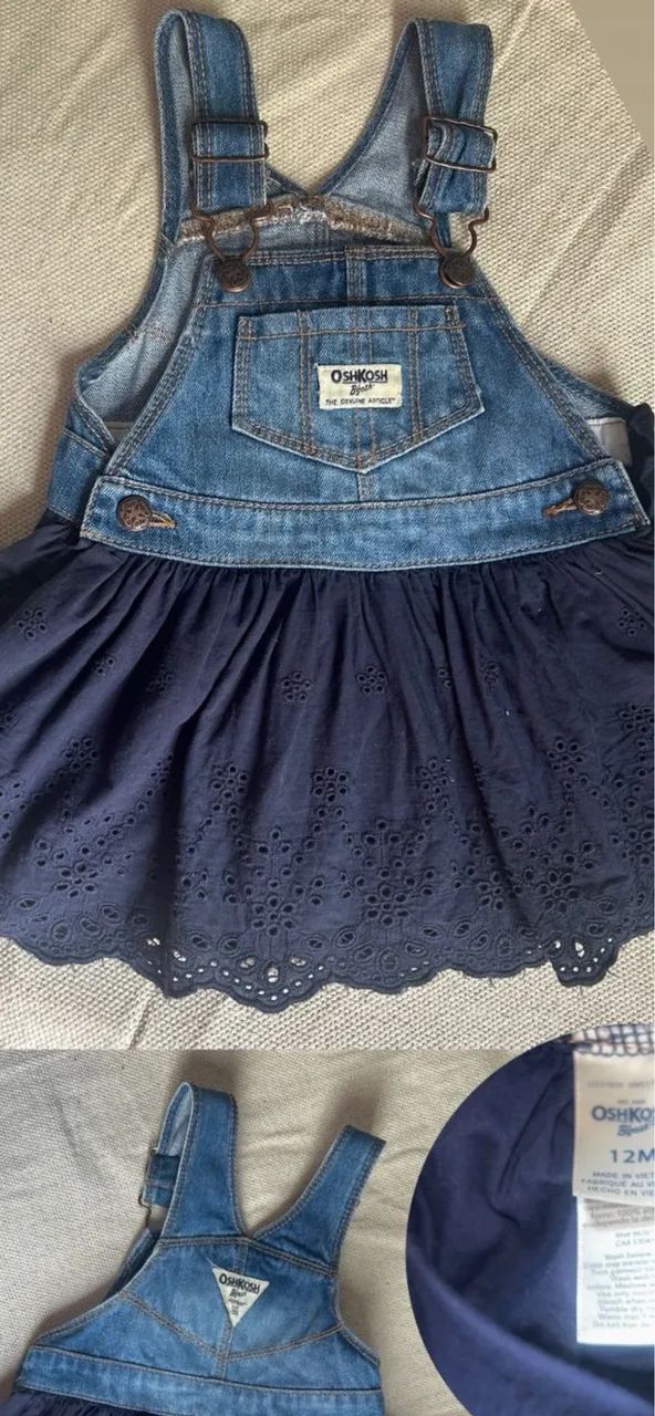 Jardineira infantil Oshkosh menina 12m - Foto 6