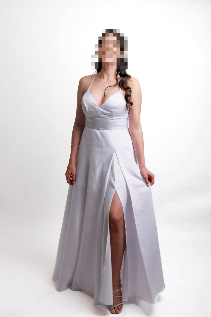 Vestido Longo Branco com Fenda