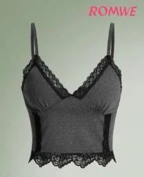 Blusinha cropped renda Shein - Foto 3