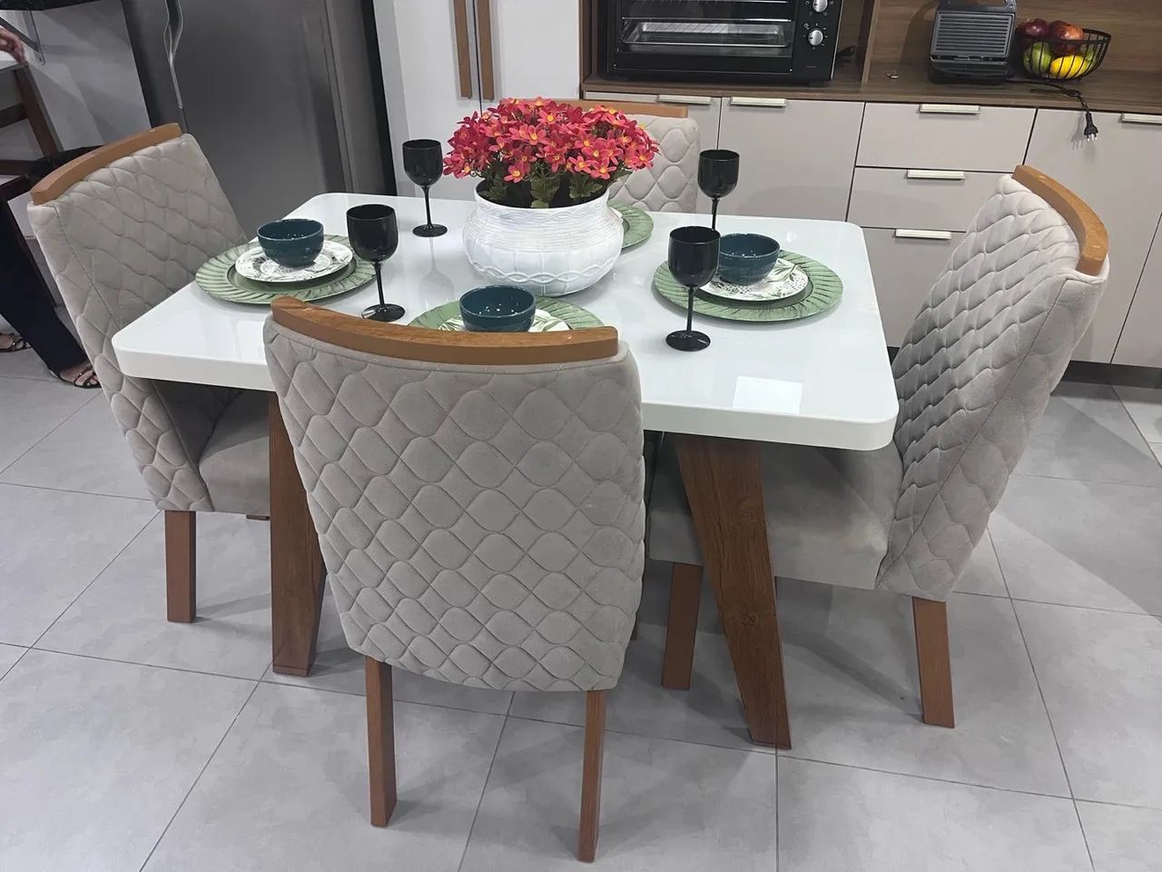 *MESA FIRENZE* *?4 CADEIRAS AQUILA ?*  *MESA* ?120X80 ?TAMPO EM VIDRO  - Foto 3