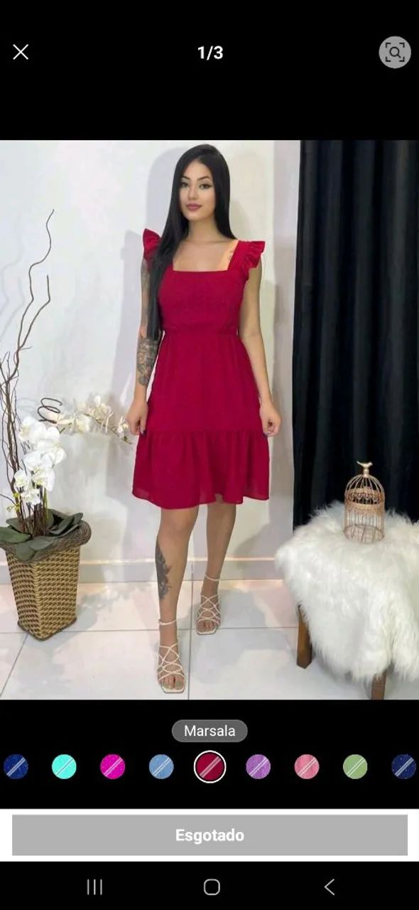 Vestido Marsala com detalhes