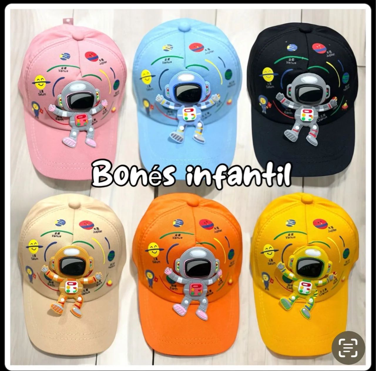 Bonés infantis de astronauta - 5 cores  - Foto 5