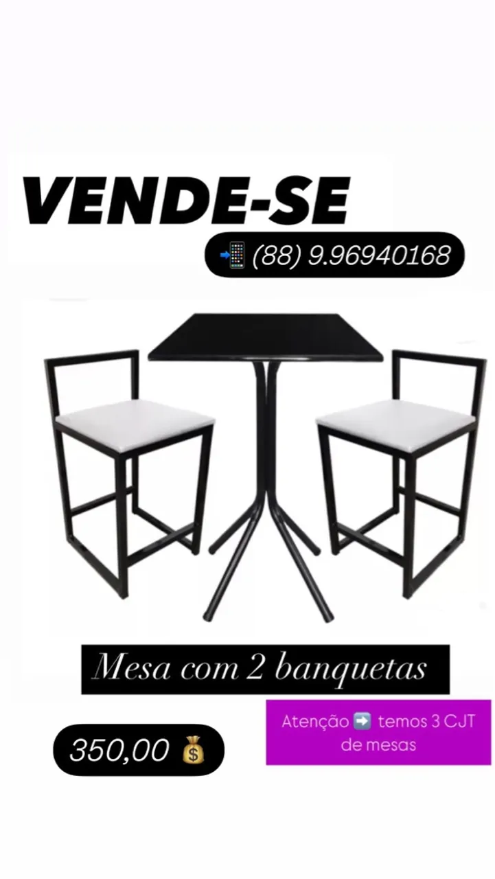 Mesa com 2 banquetas - R$350,00