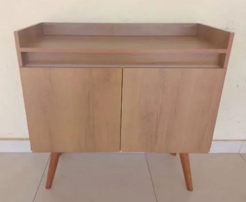 Buffet aparador cantinho do café Gold retrô pés palito, 02 portas, cor off white e preto.. - Foto 3