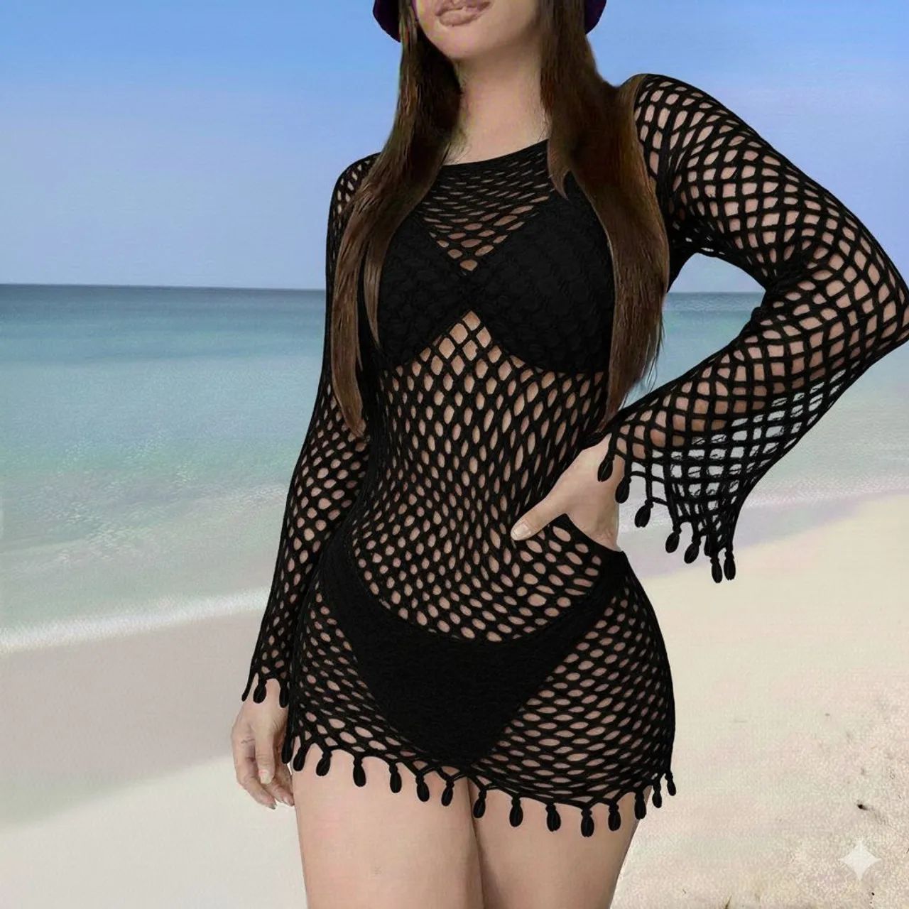 Saída de praia tela em croche - Foto 3