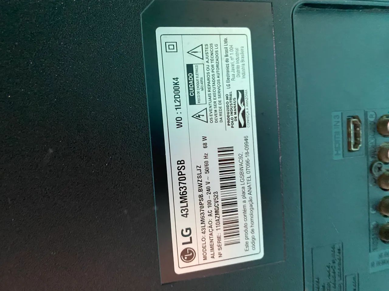 Tv LG 43 polegadas 43LM6370PSB com defeito  - Foto 2