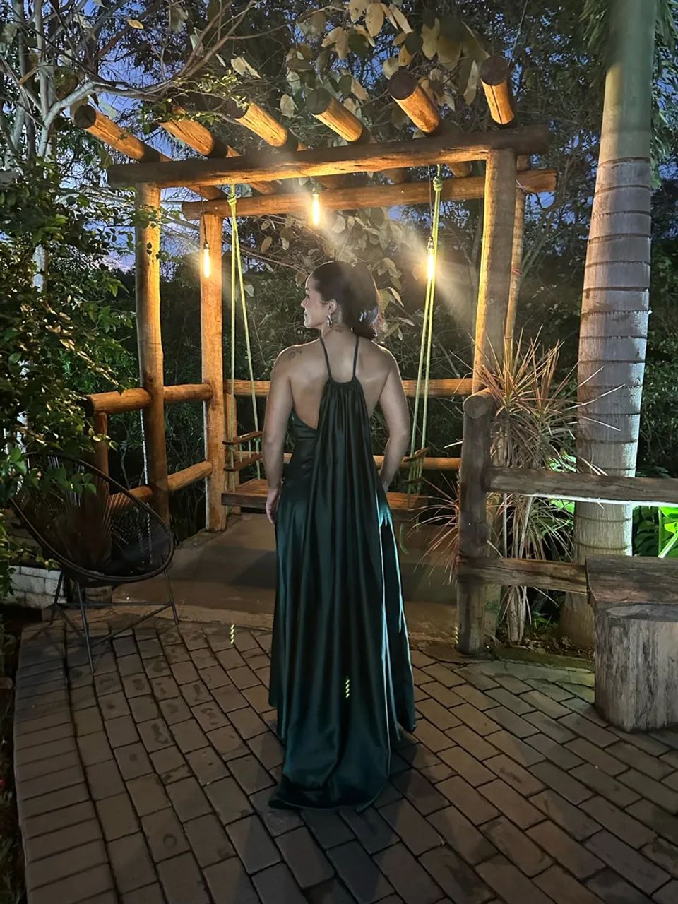 Vestido de festa verde esmeralda