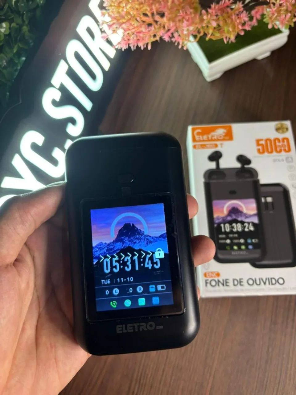 Fone Bluetooth TWS 2 em 1 com Power Bank 5000mAh e Tela Touch | ANC + ENC  - Foto 2