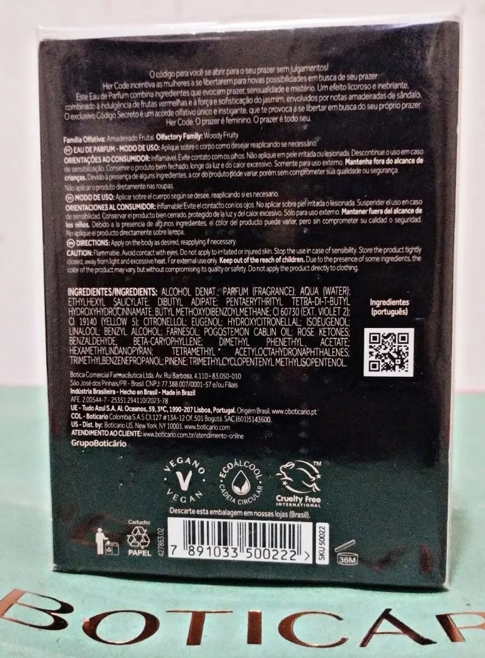 Perfume Her Code Tradicional O Boticário 50ml Original Lacrado - Foto 3
