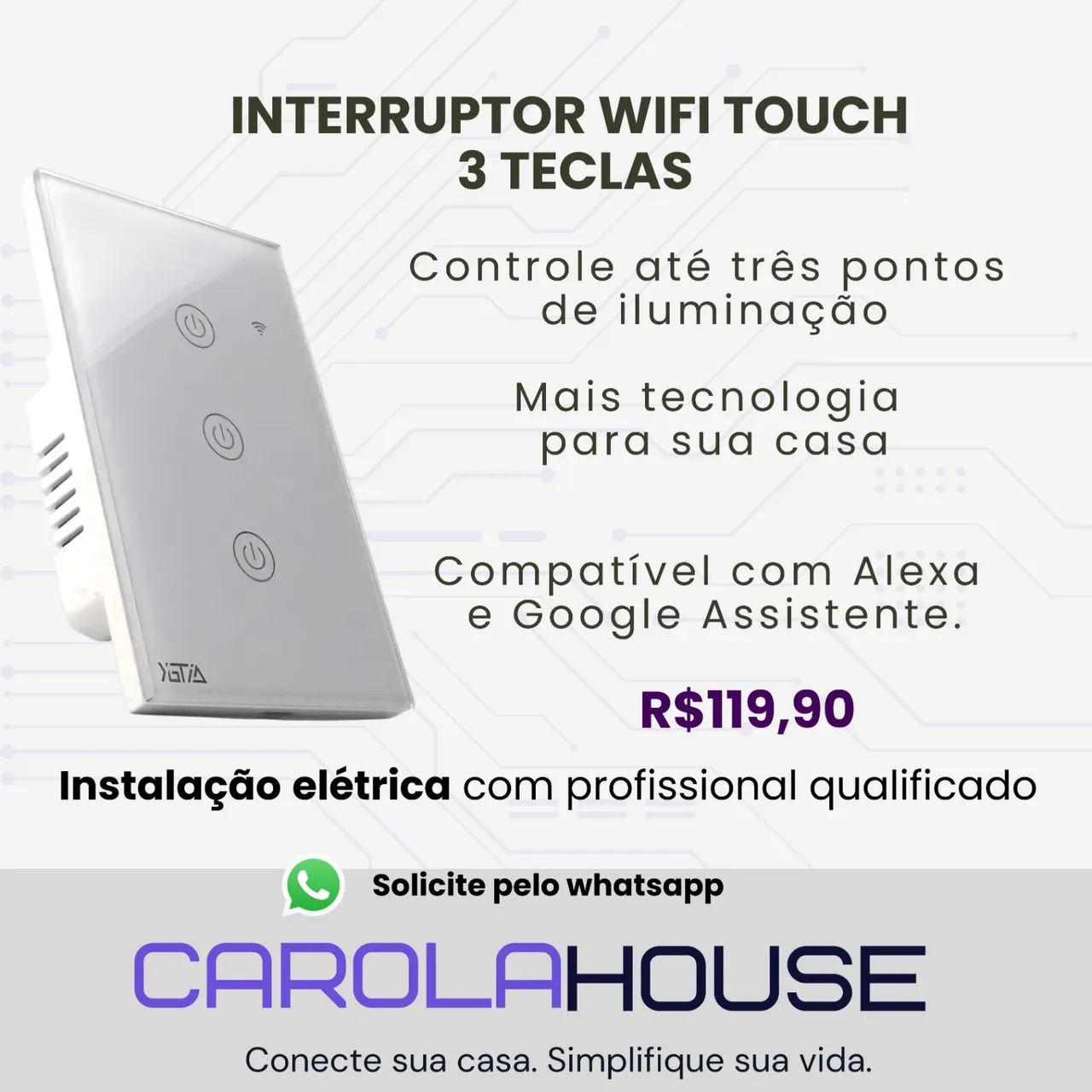 Interruptor Wi-fi Touch 3 teclas