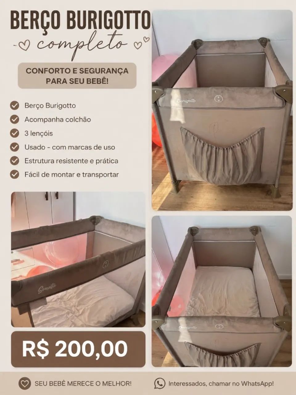 Berço Burigotto com colchão