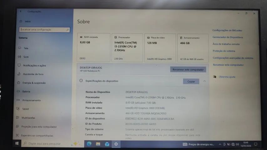 Notebook HP 430, , Processador Core I3 2310, HD 500 - Foto 2
